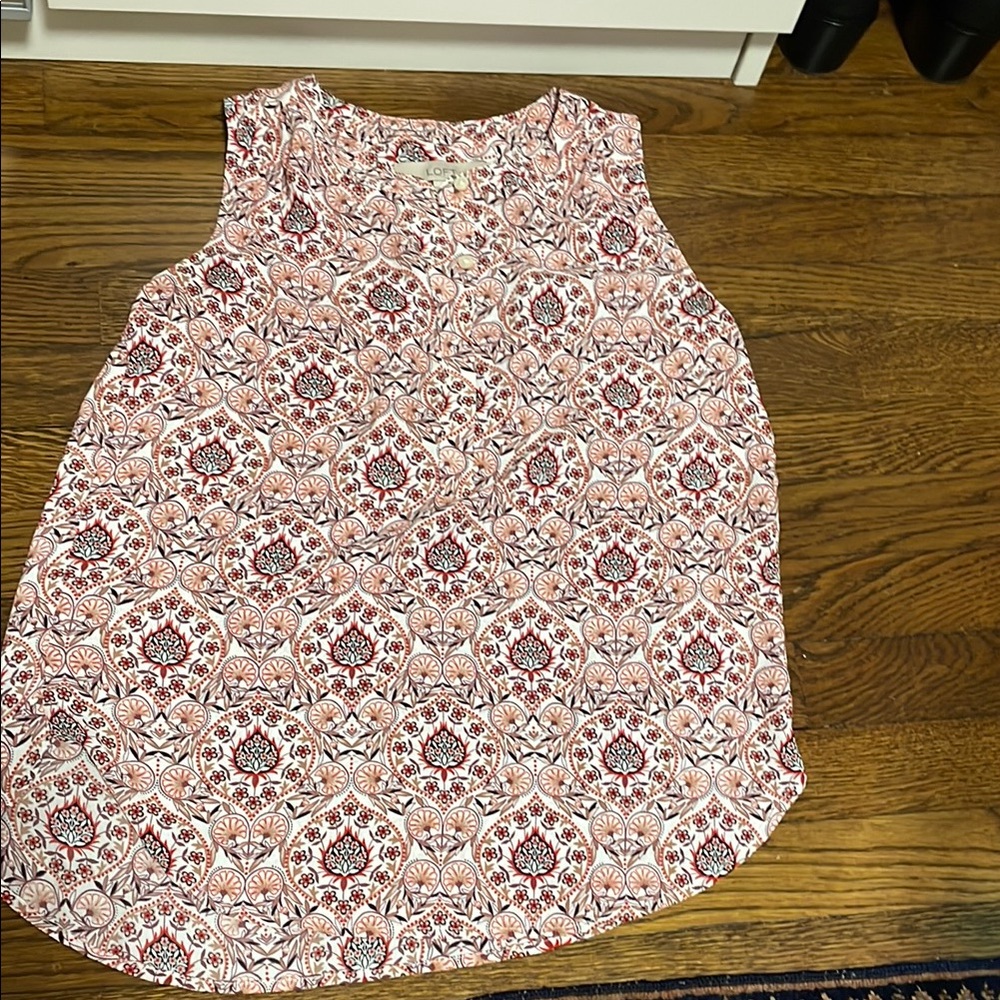 Loft Floral Sleeveless Top - Pink and White